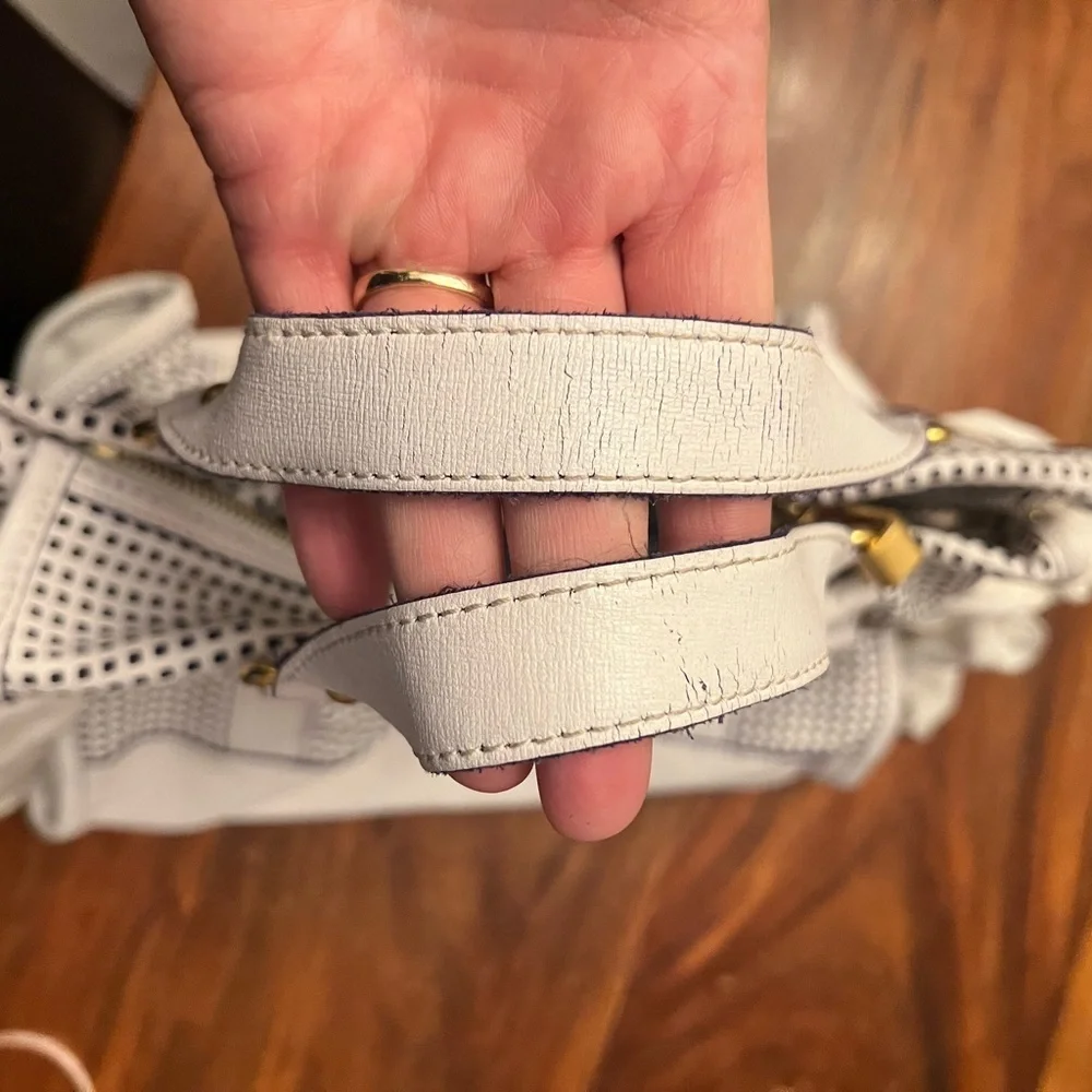 Juicy Couture White and Black Perforated Satchel